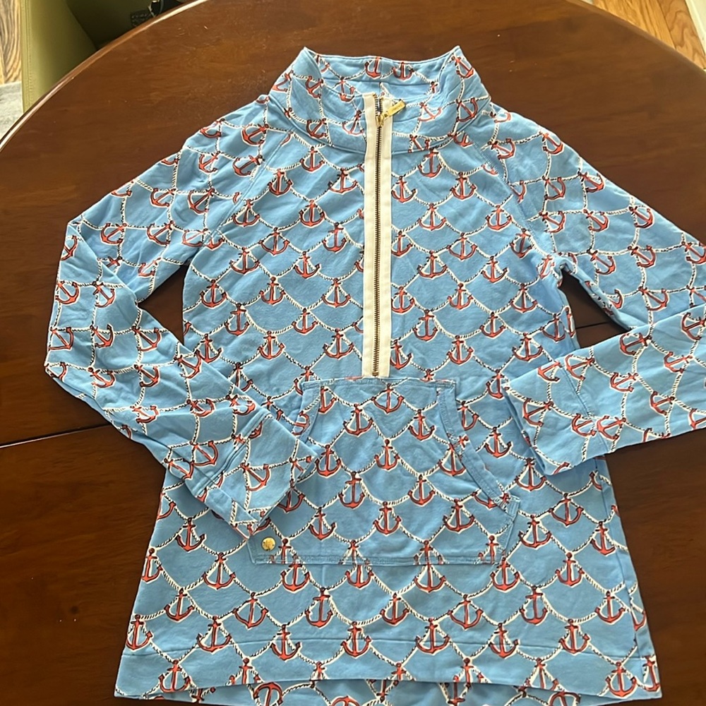 Lilly Pulitzer pull over 3/4 zip nautical anchor print